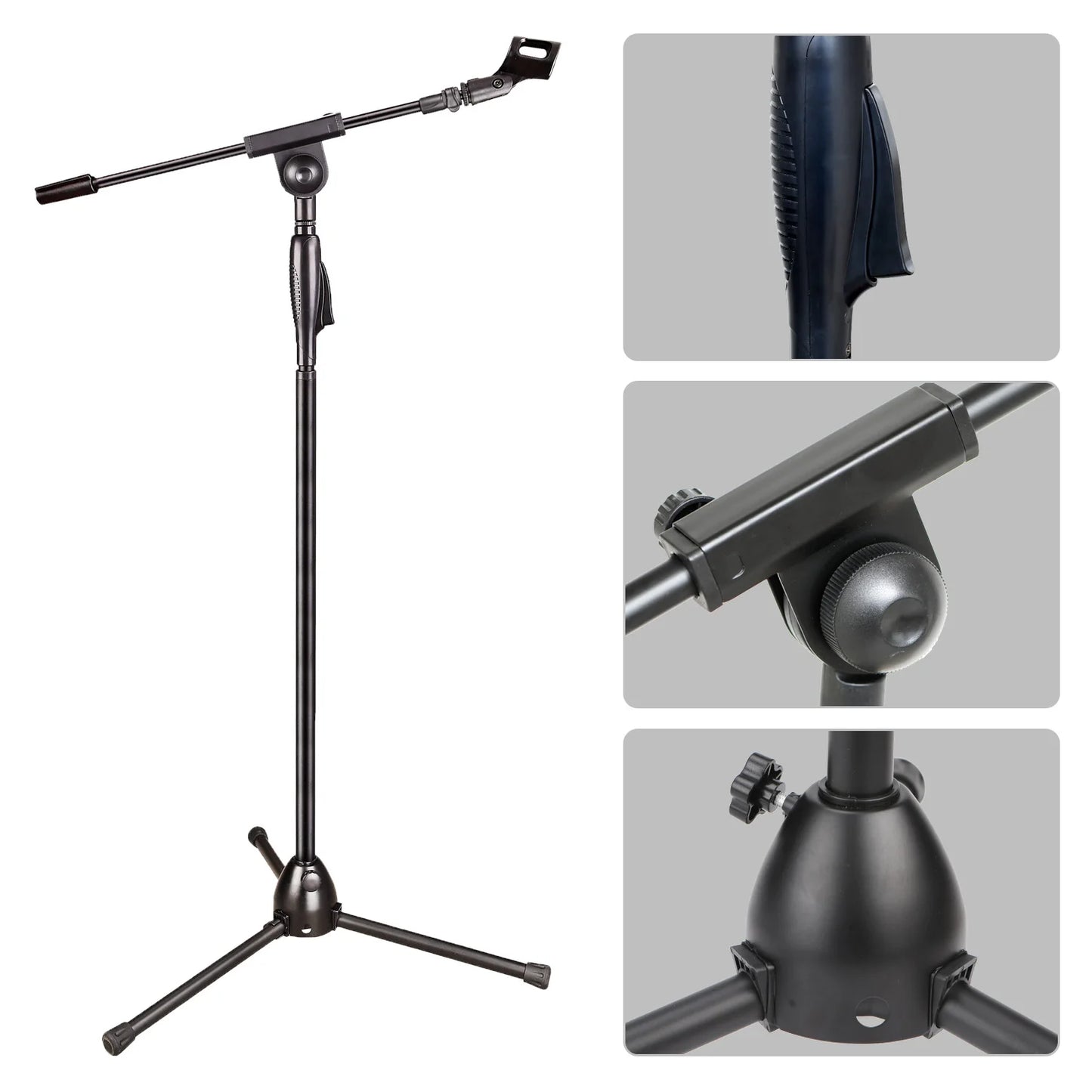 FREEBOSS-Support de microphone sur pied avec trépied en métal Angle réglable recommande Filaire Sans fil Microphone à condensateur dynamique Support de scène MS-203