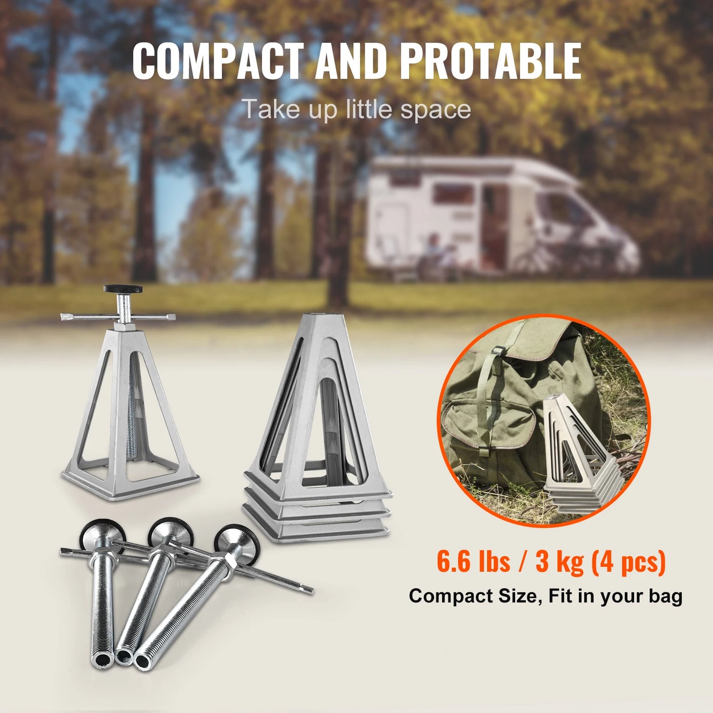SucceBuy – prises stabilisatrices, paquet de 4 prises de nivellement en aluminium pour camping-car, remorque de voyage, camping-car, cric à vis unique, 6000 lb