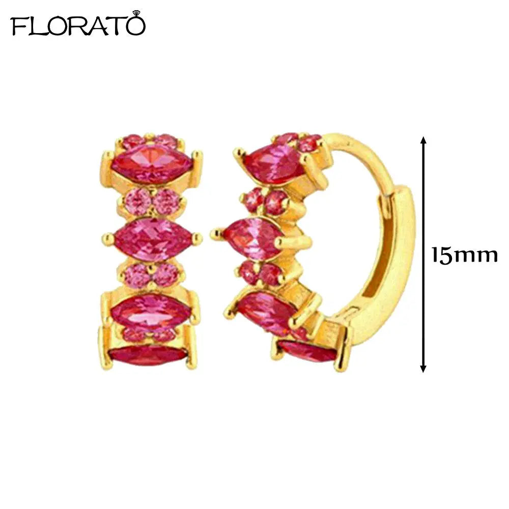 Boucles d'oreilles créoles minimales rouges pour femmes, cristal, petit Huggie, boucle d'oreille cartilage mince, piercing 147 us, bijoux, cadeau, contre-indiqué, 2 pièces