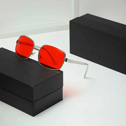 Lunettes de soleil rouges à monture carrée en métal pour hommes et femmes, lunettes de soleil d'été, tourisme de plage, photo de rue, nouvelle tendance de la mode