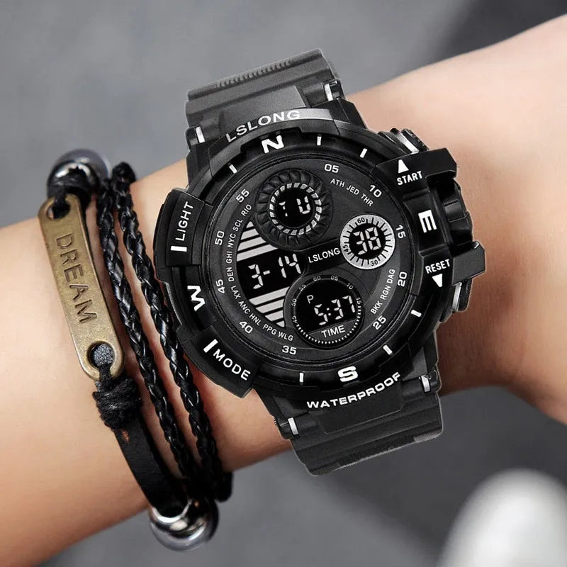 YIKAZE montre numérique noire pour hommes montres de sport étanche chronographe extérieur horloge à main G infanterie choc étudiant montre-bracelet