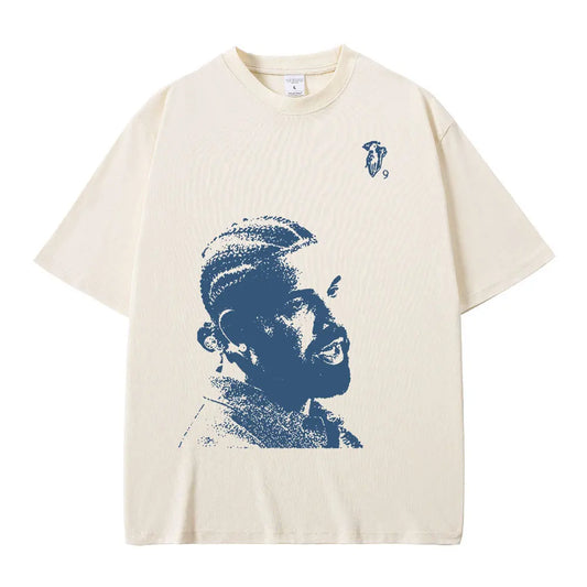 Vintage rappeur Drake Portrait graphique t-shirt hommes mode Hip Hop manches courtes 100% coton surdimensionné T-Shirts Streetwear unisexe