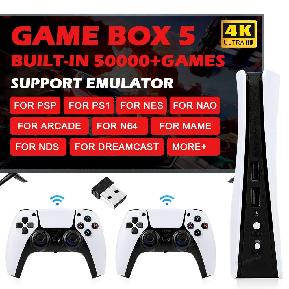 Console de jeu vidéo GB5, 256 Go, 128 Go, 64 Go, plus de 50000 jeux rétro, boîte de jeu TV HD, 5 deux manettes de jeu pour PS1, PPéventuelles P, MAcloser, arcade Gaming Stick