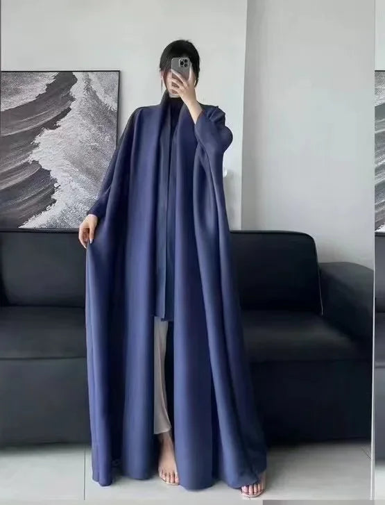 Veste caftan du moyen-orient pour femmes, manches chauve-souris, pull en laine tricoté ouvert, haut de gamme, dégradé de rides, robe longue musulmane