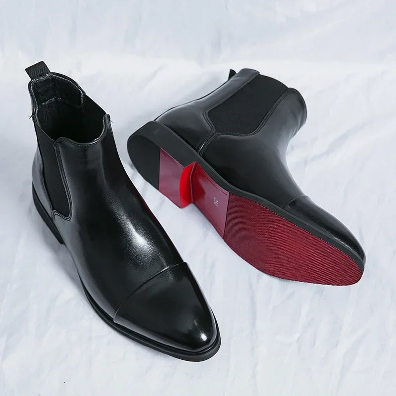 Chelsea bottes pour hommes semelle rouge Pu cheville affaires bout rond Slip-On hommes bottes livraison gratuite taille 38-46 hommes chaussures hommes bottes