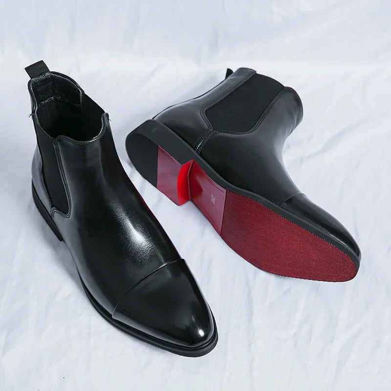 Chelsea bottes pour hommes semelle rouge Pu cheville affaires bout rond Slip-On hommes bottes livraison gratuite taille 38-46 hommes chaussures hommes bottes