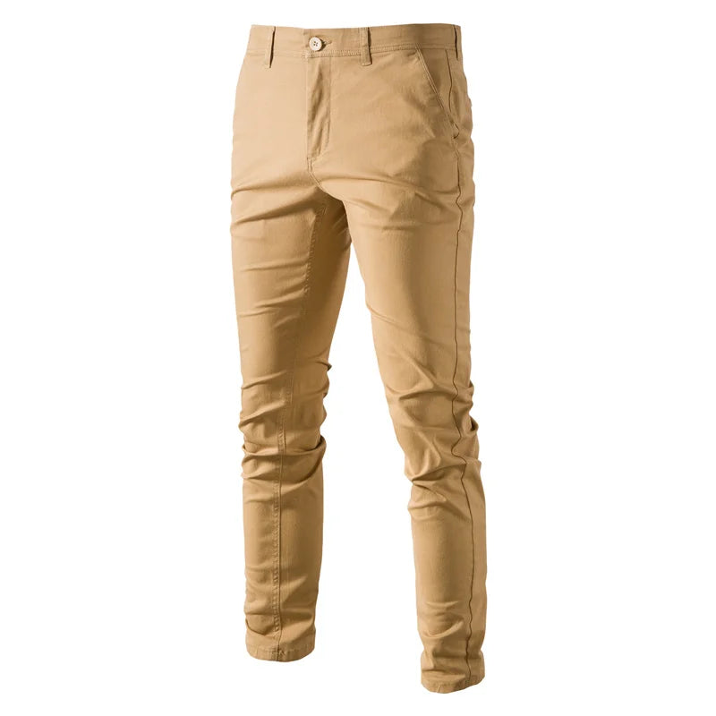 AIOPESON coton décontracté Hommes Pantalons Couleur unie Coupe ajustée Pantalons pour hommes Nouveau Printemps Automne  Haute qualité Pantalons d'affaires classiques pour hommes