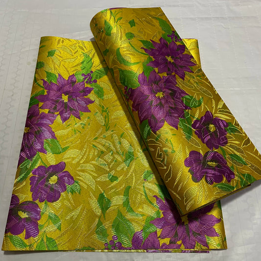 2 pièces de haute qualité nigérian suisse 3D couleur jaune Sego tête cravate Gele enveloppe africaine chapeau matériaux pour tenues de fête de mariage
