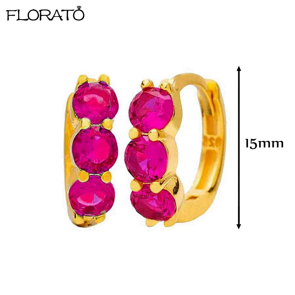 Boucles d'oreilles créoles minimales rouges pour femmes, cristal, petit Huggie, boucle d'oreille cartilage mince, piercing 147 us, bijoux, cadeau, contre-indiqué, 2 pièces