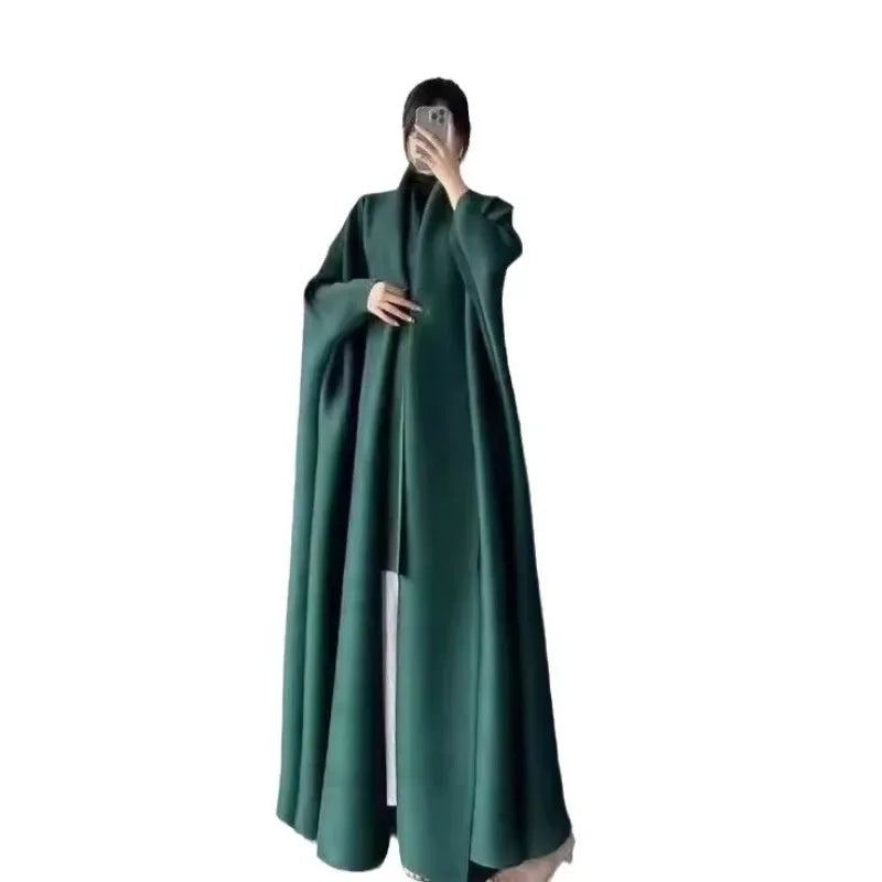 Veste caftan du moyen-orient pour femmes, manches chauve-souris, pull en laine tricoté ouvert, haut de gamme, dégradé de rides, robe longue musulmane
