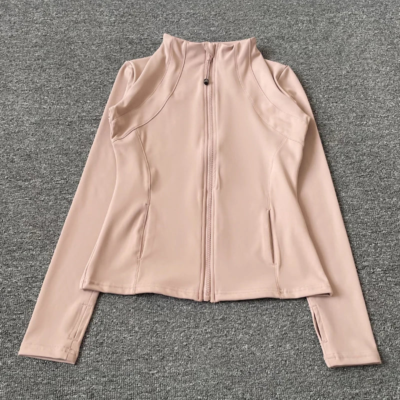 Veste de Fitness à col montant pour femmes, séchage rapide, coupe ajustée, fermeture éclair, vêtements de Yoga, manches longues, respirant, course à pied, sport, cyclisme