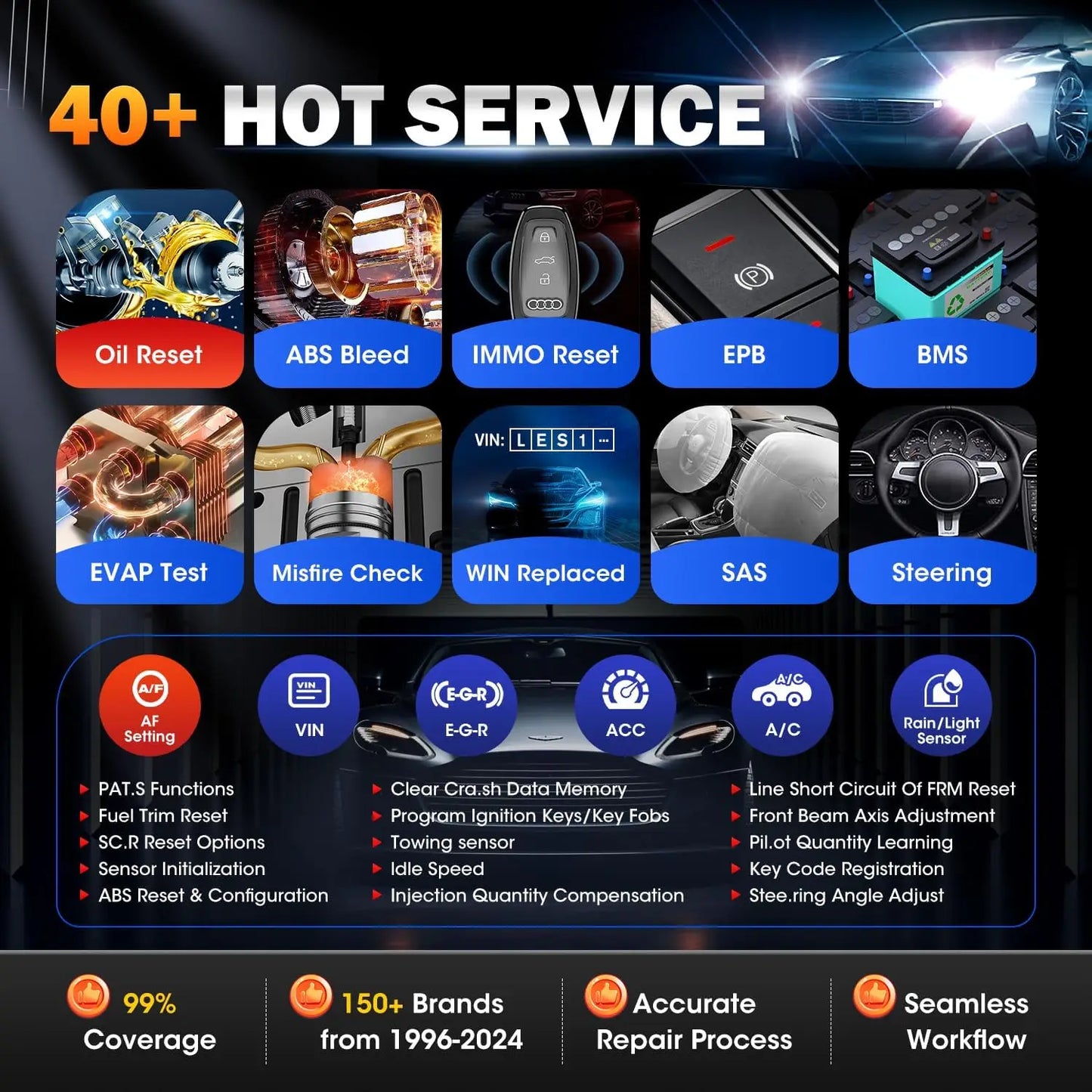 Autel MaxiCOM MK900 BT MK900BT 8 pouces outils de Diagnostic de voiture 40 + Services peut FD DOIP OBD2 mise à niveau du Scanner de MK808BT Pro MK808S