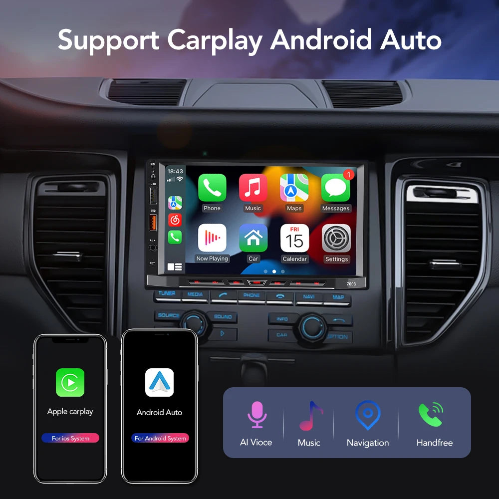 Autoradio 2 Din Android 11 Carplay Android Auto autoradio lecteur multimédia universel 7 pouces GPS Bluetooth RDS pour VW Nissan