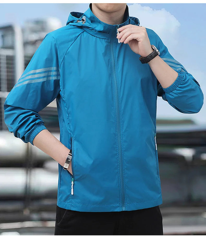 Vêtements de Protection solaire pour hommes, nouvelle veste coupe-vent décontractée, solide, fermeture éclair, respirant, résistant aux UV, manteaux de peau à séchage rapide, 2025