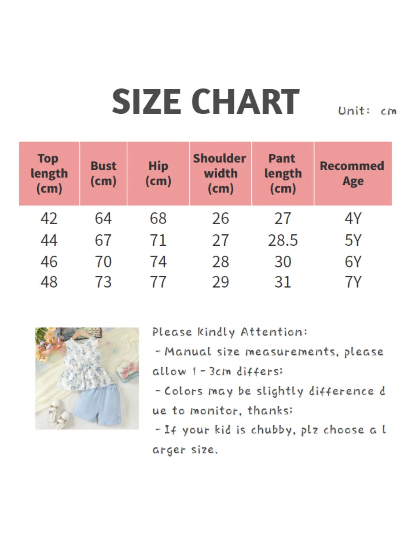 2PCS Children Girls Little Fresh Clothing Set Floral Sleeveless Top + Shorts Sweet Lovely Fashion Costume for Kid Girl 4-7 Years