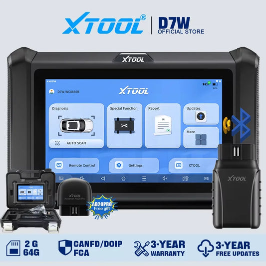 XTOOL D7W D7 BT Outil de diagnostic Bluetooth pour tous les systèmes de voiture, scanner automobile, codage ECU bidirectionnel, 39 réinitialisations CANFD DOIP FCA, livraison rapide depuis un entrepôt européen