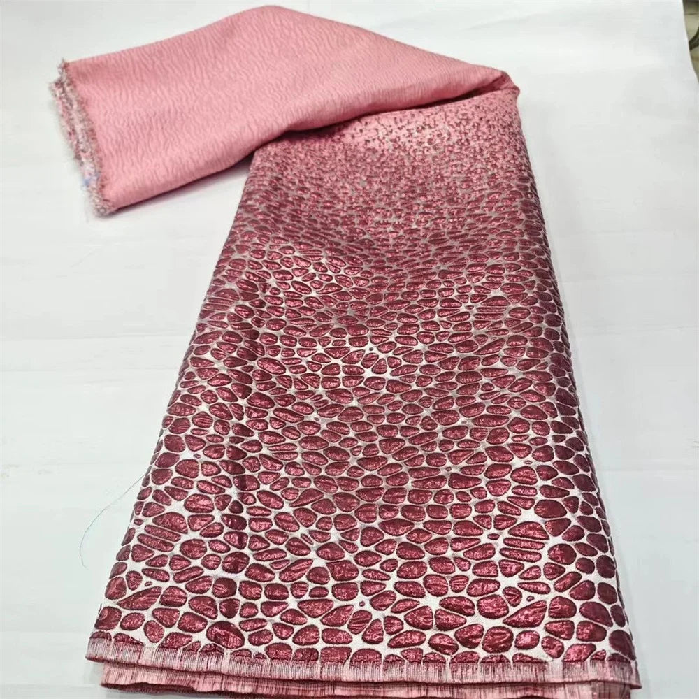 Tissu de luxe Jacquard brocart africain jaune pour femmes nigérianes, motif Floral damassé doré, matériel pour robe en dentelle, Brocard Tissu 5 Yard DB14