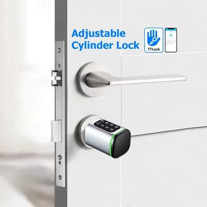 TTLock-Serrure de Porte Intelligente avec Mot de Passe et Carte RFID, Contrôle par Application, Intervalles Européens, Numérique, Sans Clé, Remplace Alexa (Sans Empreinte Digitale)