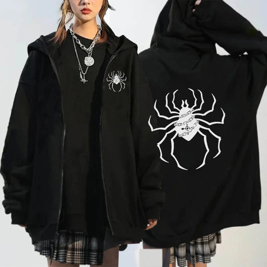 Hunter X Hunter Spider imprimé Anime sweat à capuche avec fermeture éclair hommes femmes gothique Y2K veste zippée sweat à capuche décontracté manteau Streetwear