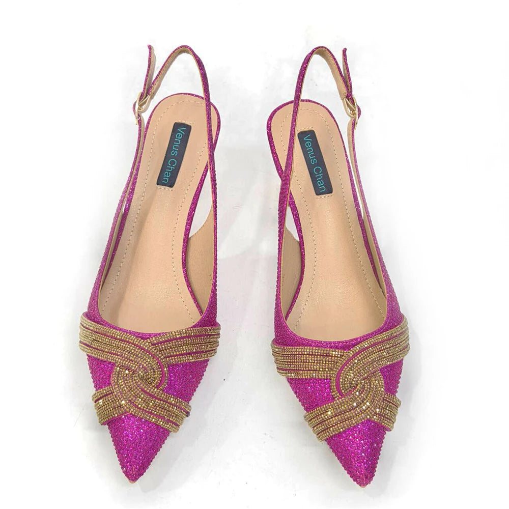 Venus Chan 2024 Design spécial haute qualité couleur Orange femmes africaines chaussures et sac ensemble avec cristal brillant pour la fête de mariage