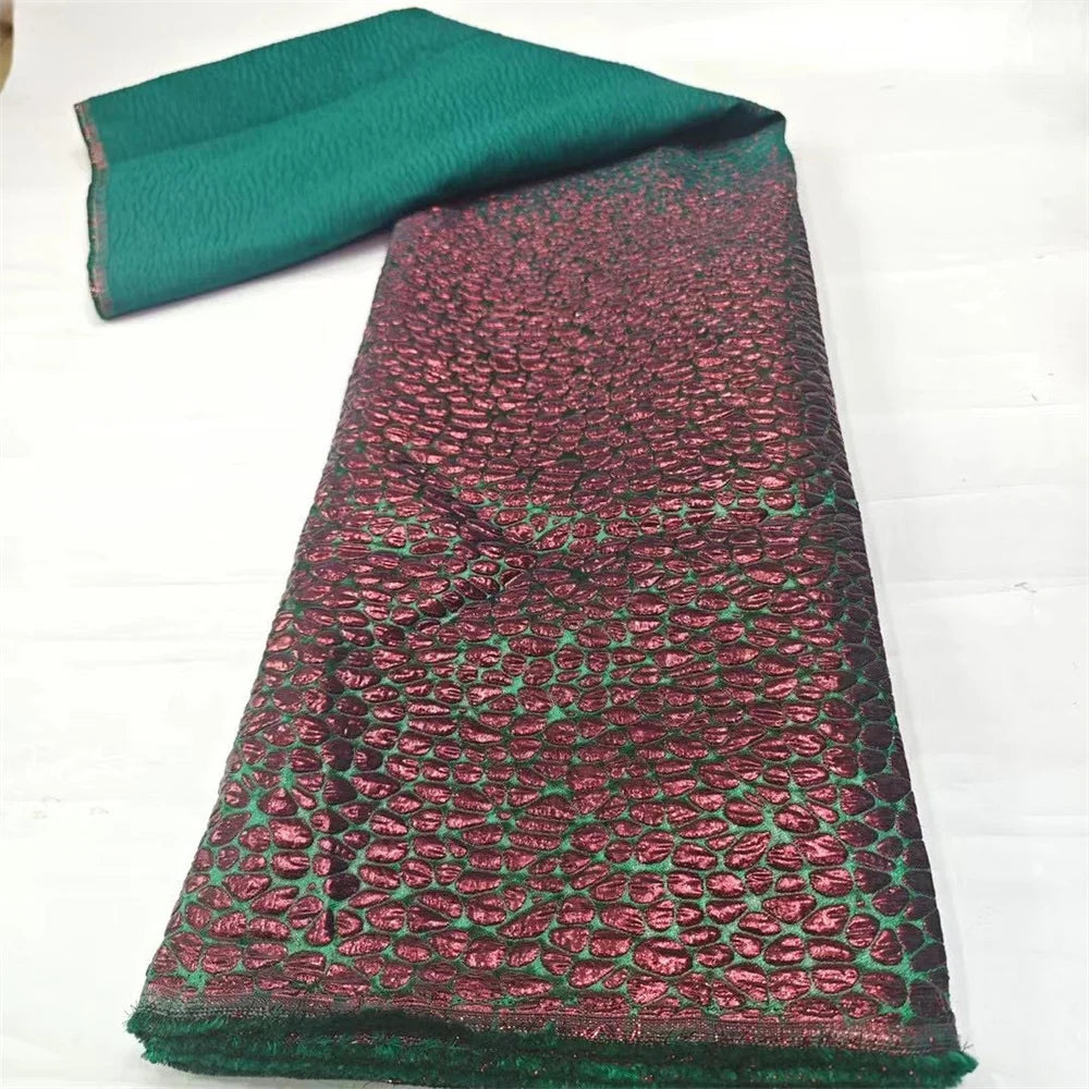 Tissu de luxe Jacquard brocart africain jaune pour femmes nigérianes, motif Floral damassé doré, matériel pour robe en dentelle, Brocard Tissu 5 Yard DB14
