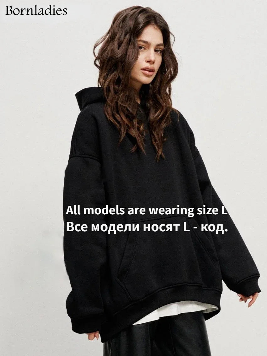 Bornladies-Sweats à capuche respirants et PVD pour femmes, pull optique chaud, streetwear pour filles, sourire PVD, automne et hiver