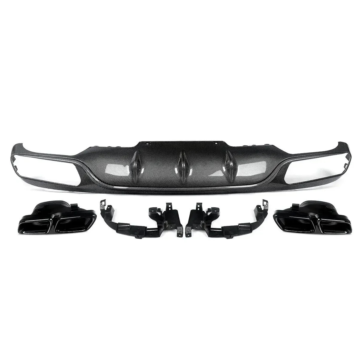 Diffuseur Arrière de Style Carbone avec Tuyau d'Échappement, Accessoire pour Mercedes W213, E200, E300, 2016-2020