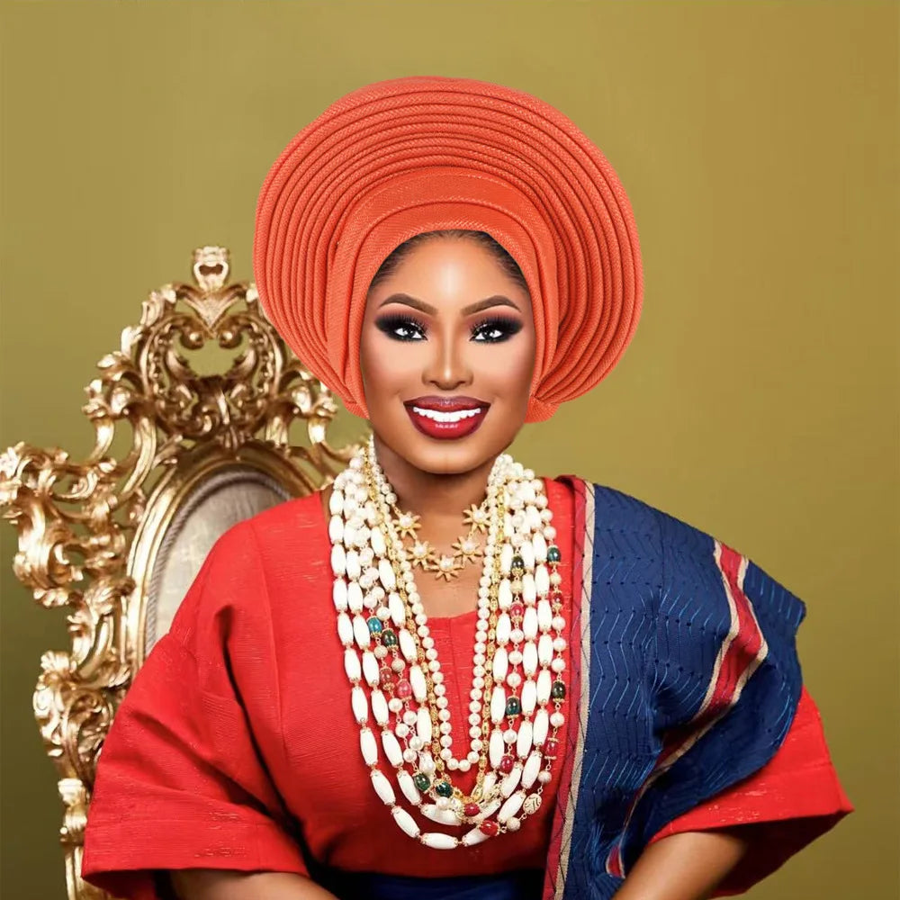 Cravates de tête nigérianes pour femmes, équipement de sauna, turban africain élégant, déjà fabriqué, enveloppes de tête féminines, fête de mariage, Auto Gele