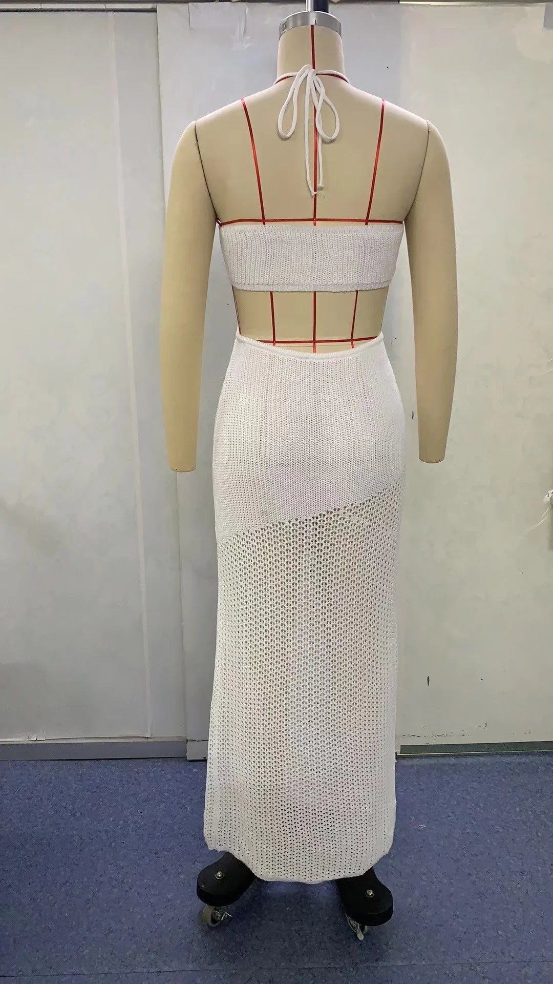 Avrilyaan White Knitting Bodycon Backless Sexy Dress Women Hollow Out Elegant Holiday Casual Dresses Summer Long Dress Vestidos