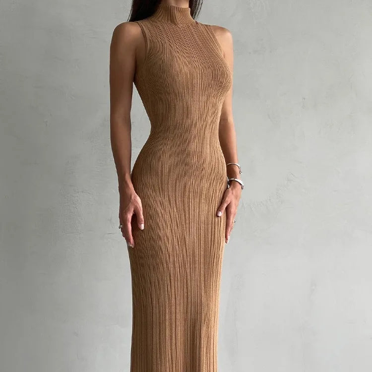 Tossy-Robe longue en fibre tricotée à col roulé pour femme, robe maxi femme, mince, élégante, mode, automne, 2023
