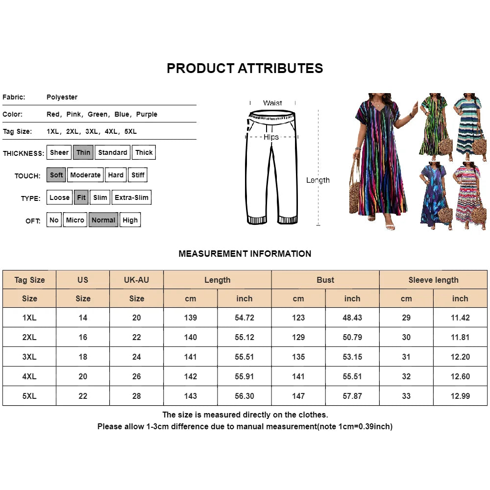 Grande taille femmes Boho imprimé manches courtes T-Shirts robe Maxi été dames décontracté plage vacances robe d'été Size1XL-5XL