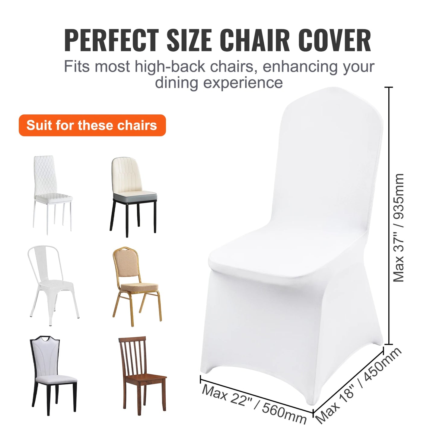 SucceBuy 200 pièces housses de chaise pliantes en élasthanne extensible housse de chaise universelle ajustée housses de protection amovibles lavables blanc