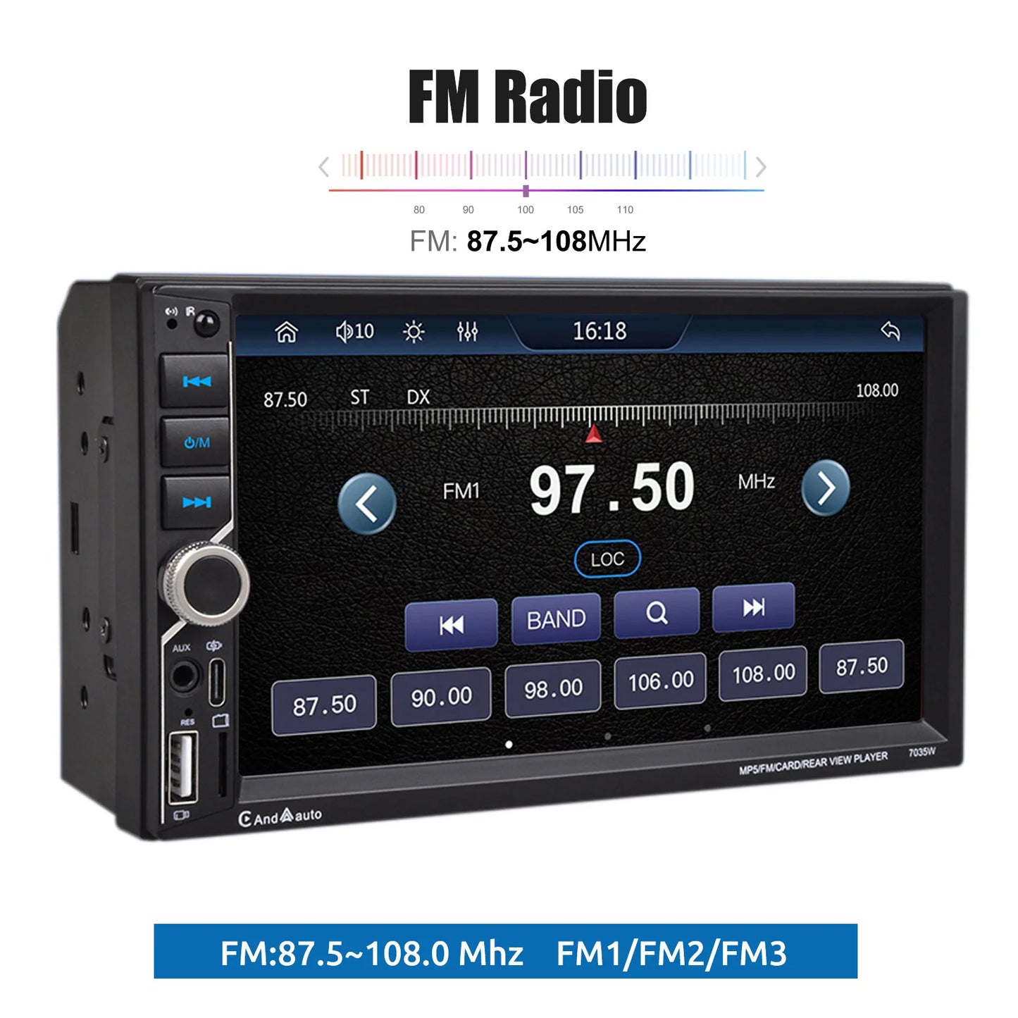 Unité principale autoradio ESSGOO 7 pouces sans fil Apple CarPlay Android Auto Double DIN Radio AUX FM Bluetooth USB TF Touchscreen Mirror Link