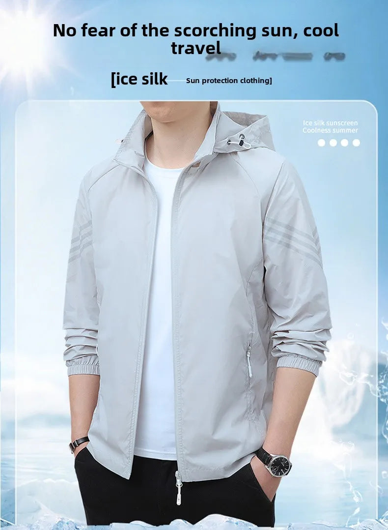 Vêtements de Protection solaire pour hommes, nouvelle veste coupe-vent décontractée, solide, fermeture éclair, respirant, résistant aux UV, manteaux de peau à séchage rapide, 2025