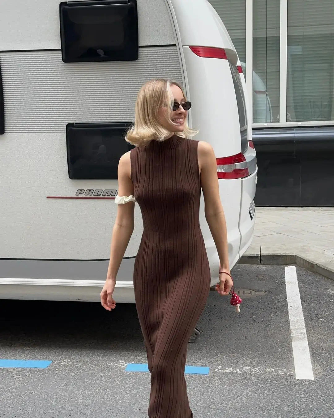 Tossy-Robe longue en fibre tricotée à col roulé pour femme, robe maxi femme, mince, élégante, mode, automne, 2023