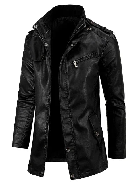Veste en cuir de poche vintage pour hommes, manteau long, parkas chaudes, style anglais décontracté, mode automne et hiver