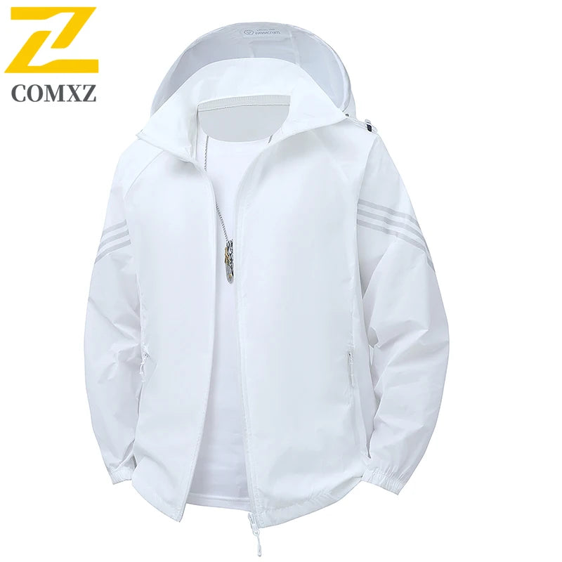 Vêtements de Protection solaire pour hommes, nouvelle veste coupe-vent décontractée, solide, fermeture éclair, respirant, résistant aux UV, manteaux de peau à séchage rapide, 2025