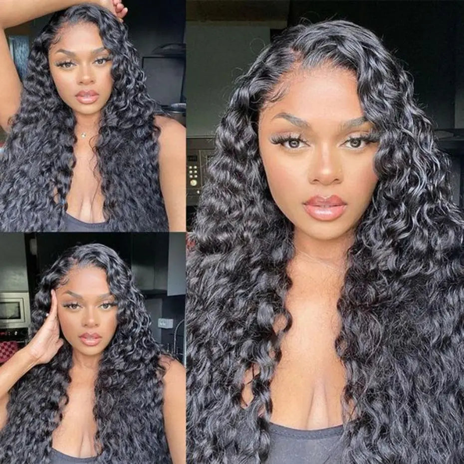 Perruque Lace Front Wig sans colle bouclée pour femme, perruques Deep Wave, cheveux humains, fermeture à lacet, prête à porter, 13x4 HD, 5x5, 6x4