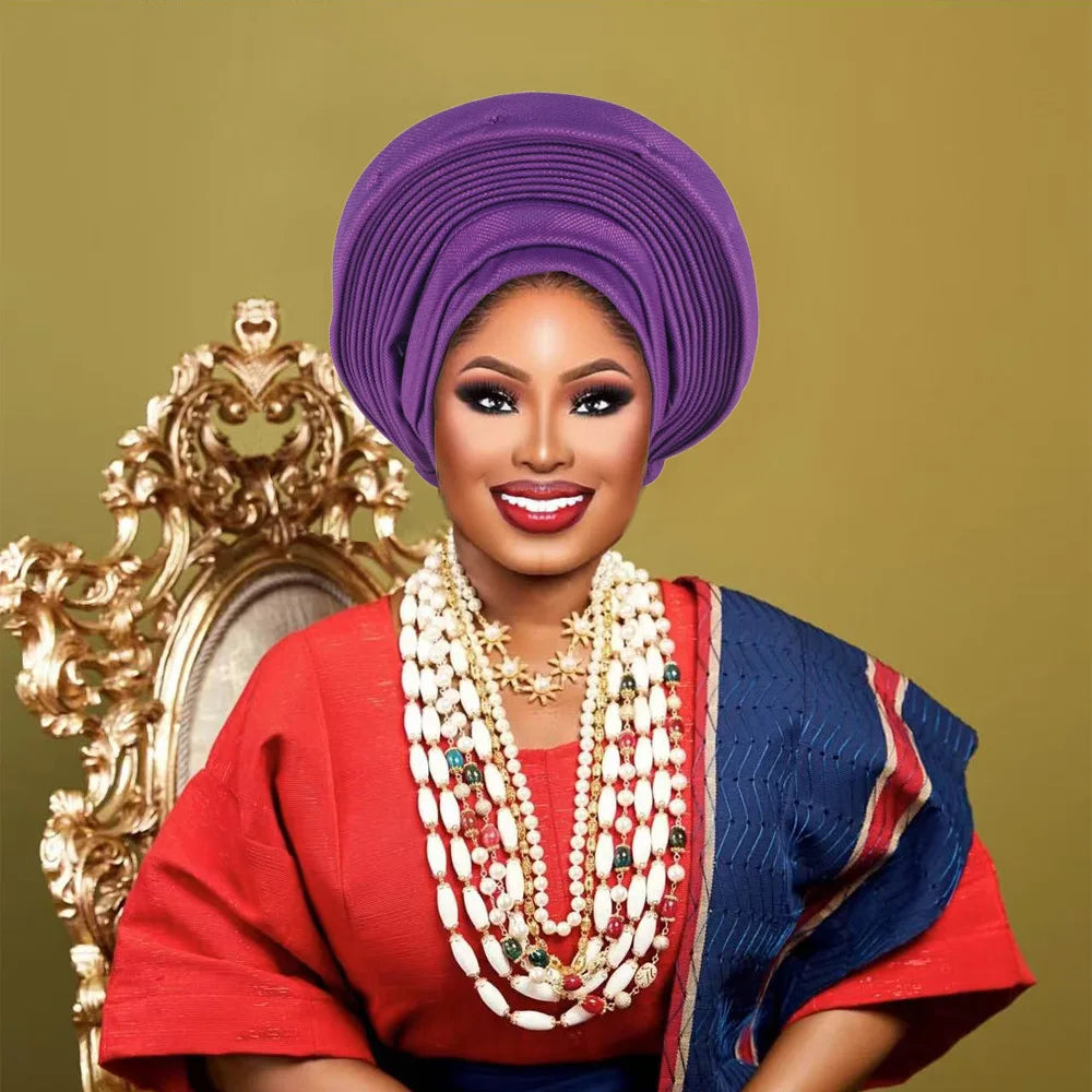 Cravates de tête nigérianes pour femmes, équipement de sauna, turban africain élégant, déjà fabriqué, enveloppes de tête féminines, fête de mariage, Auto Gele