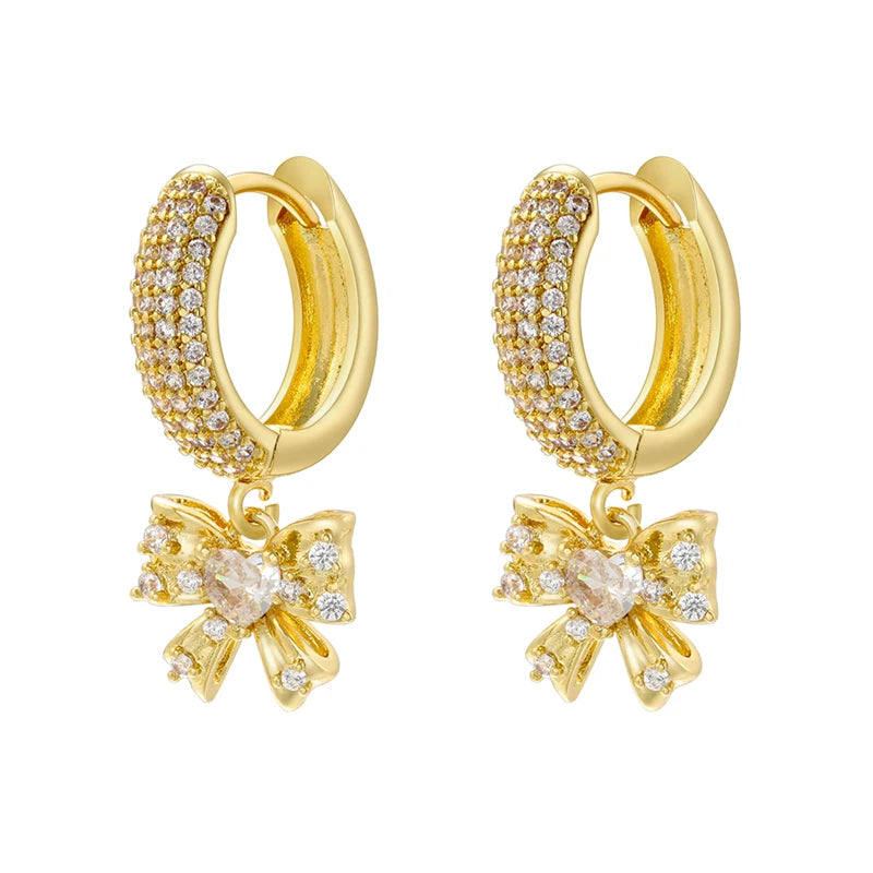 ZHUKOU-Boucles d'oreilles Pearl Coussins Hoop pour femmes, Boucles d'oreilles Huggie Cubic Zirconia, Boucles d'oreilles Sweet Bow Dstress, 4 lignes, Vente en gros, VE846