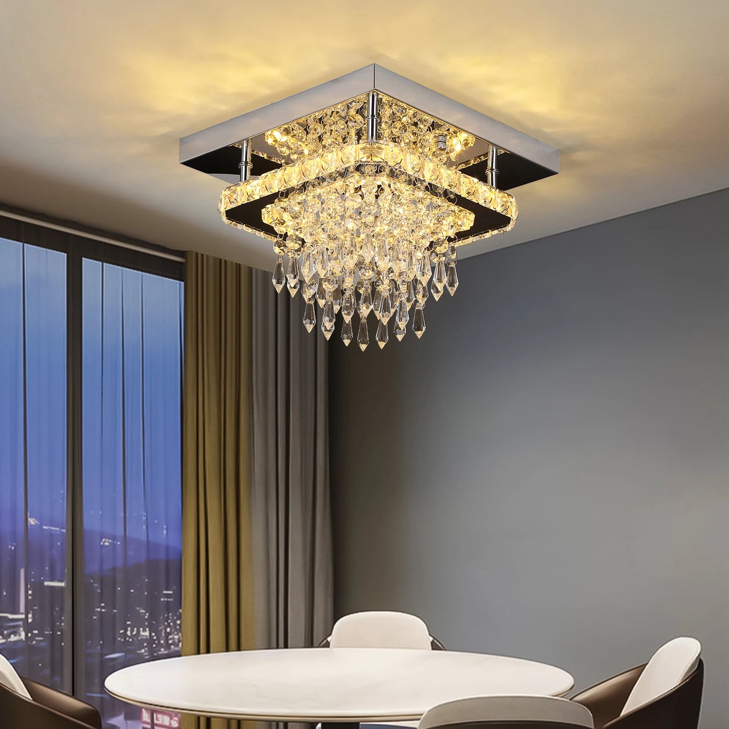 Moderne K9 Led plafonnier en cristal lustre intelligent pendentif anneau de lumière Chrome Plafonier luminaire salle à manger salon décor luxe