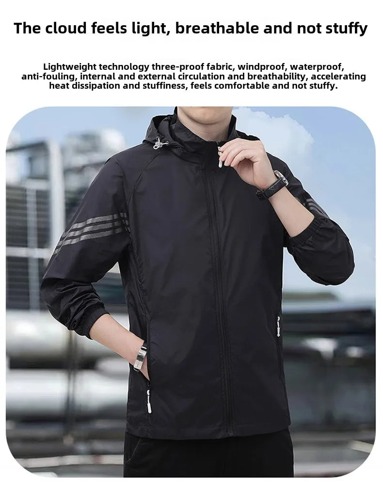 Vêtements de Protection solaire pour hommes, nouvelle veste coupe-vent décontractée, solide, fermeture éclair, respirant, résistant aux UV, manteaux de peau à séchage rapide, 2025