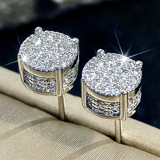 Boucles d'oreilles délicates pour femmes/hommes, pavé blanc CZ, couleur argent/or, bijoux d'oreille polyvalents à la mode
