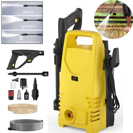 Lave-linge électrique 1800W 1,6 GPM avec buse 3 en 1, pistolet de pulvérisation réglable pour le nettoyage du jardin/allée/de pont, haute pression