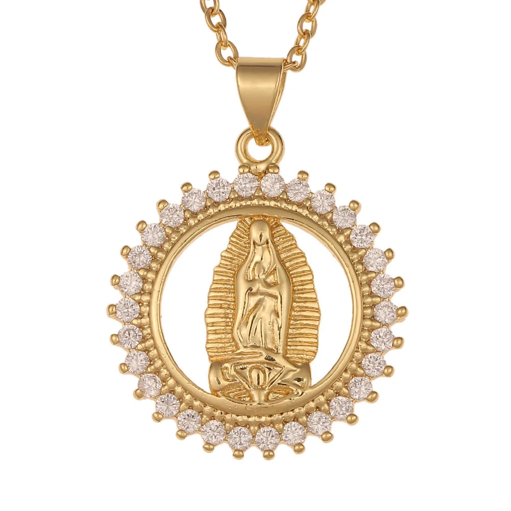 2025 nouveau pendentif la vierge marie Fine CZ cubique zircone collier cuivre chaîne en métal unisexe bijoux religieux cadeau de vacances