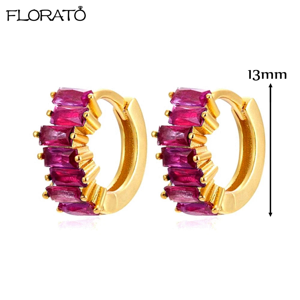 Boucles d'oreilles créoles minimales rouges pour femmes, cristal, petit Huggie, boucle d'oreille cartilage mince, piercing 147 us, bijoux, cadeau, contre-indiqué, 2 pièces