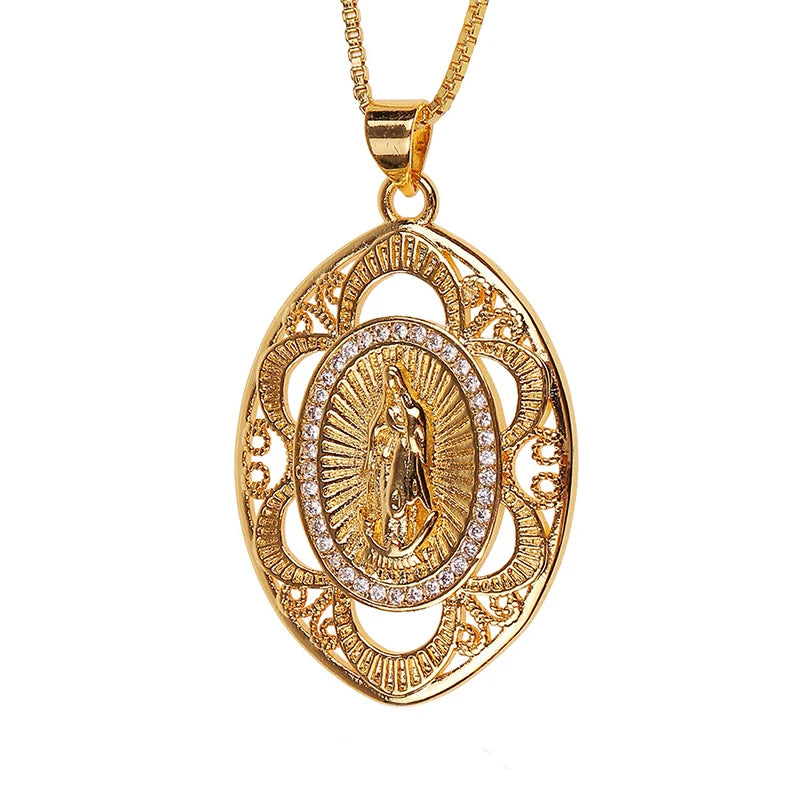 2025 nouveau pendentif la vierge marie Fine CZ cubique zircone collier cuivre chaîne en métal unisexe bijoux religieux cadeau de vacances