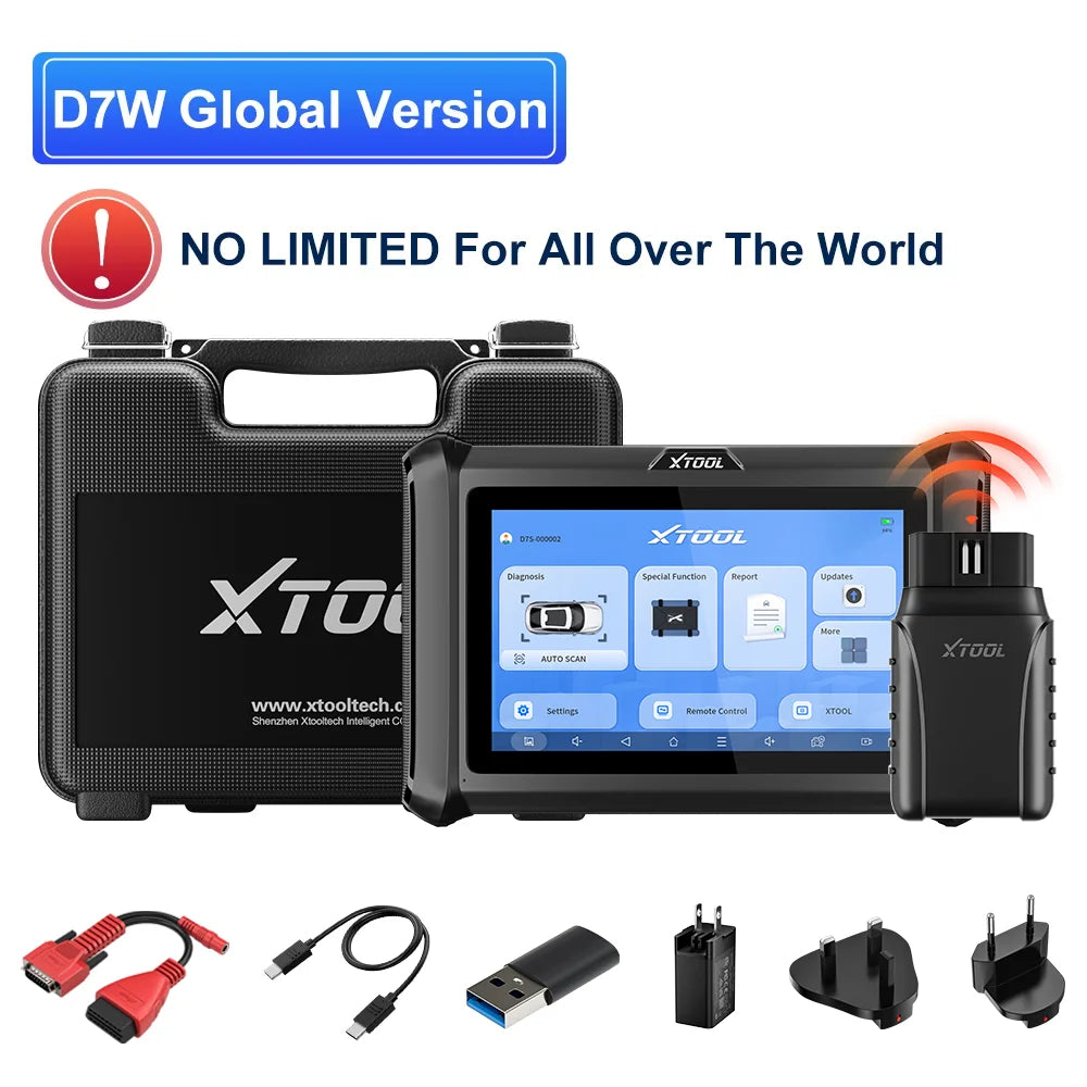 XTOOL D7W D7 BT Outil de diagnostic Bluetooth pour tous les systèmes de voiture, scanner automobile, codage ECU bidirectionnel, 39 réinitialisations CANFD DOIP FCA, livraison rapide depuis un entrepôt européen