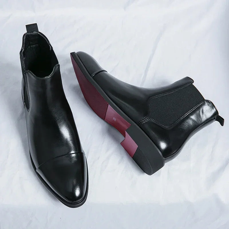 Chelsea bottes pour hommes semelle rouge Pu cheville affaires bout rond Slip-On hommes bottes livraison gratuite taille 38-46 hommes chaussures hommes bottes