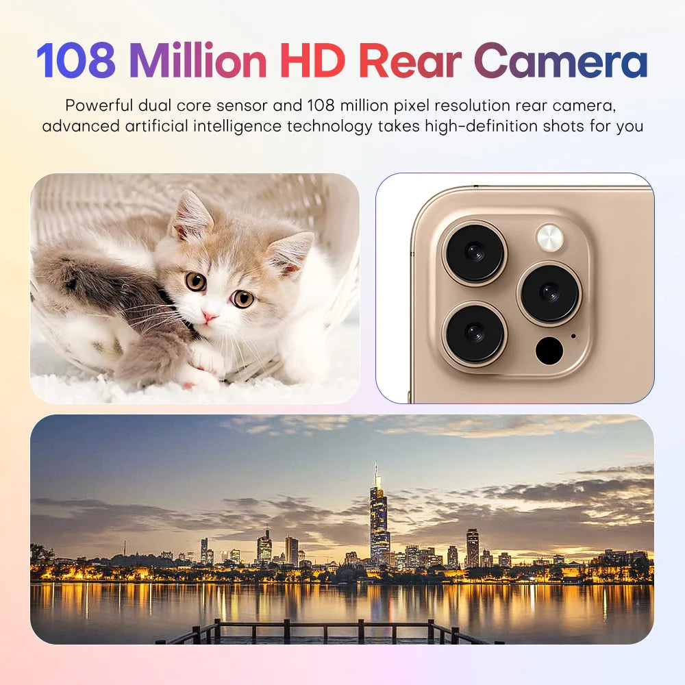 2025 nouveau smartphone i16promax phare 6.5 pouces 16 + 1 to 5g clé d'appareil photo empreinte digitale casque Bluetooth peut être acheté séparément